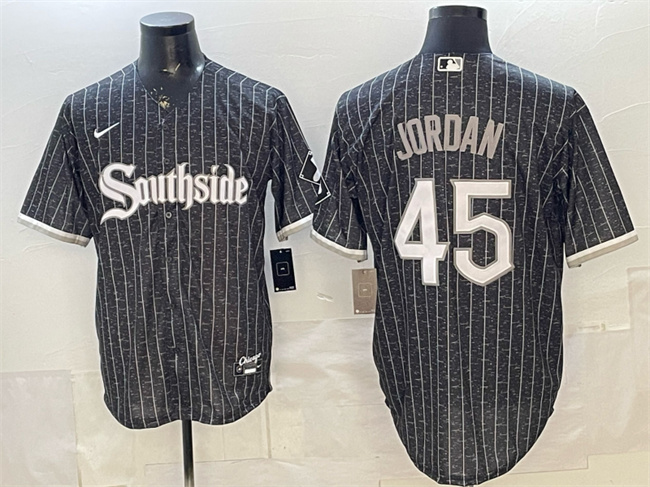 Men's Chicago White Sox #45 Michael Jordan Black 2021 City Connect Cool Base Stitched Jersey Men's Chicago White Sox #45 Michael Jordan Black 2021 City Connect Cool Base Stitched Jersey